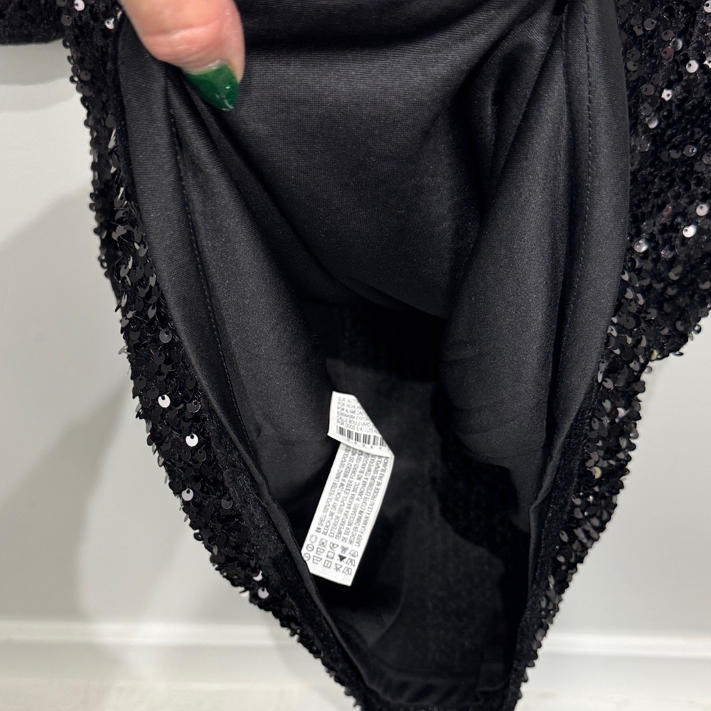 NWT Forever 21 Contemporary Black Sequin 3/4 Sleeve Dress. Size Large - Picture 7 of 8